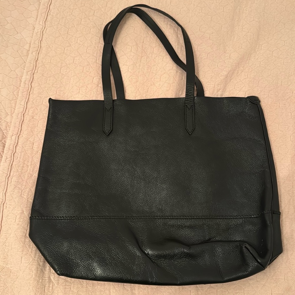 J. Crew black leather tote bag